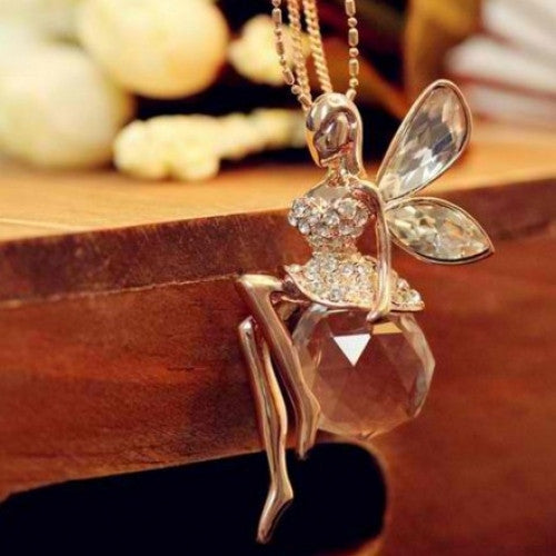 18K Gold Plated Crystal Fairy Necklace