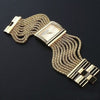 Gold Rhinestone Case Alloy Band Wristwatch