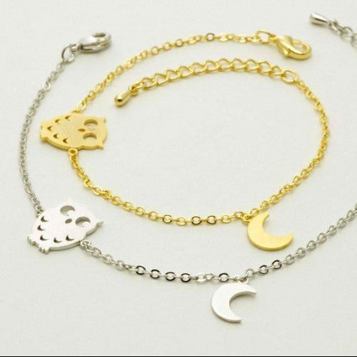 Gold Vintage Owl Charm Bracelet