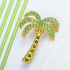 Crystal Green Coconut Tree Brooch