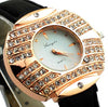 Crystal Dial Leather Belt Wristwatch