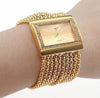 Gold Rhinestone Case Alloy Band Wristwatch