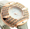 Crystal Dial Leather Belt Wristwatch