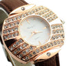 Crystal Dial Leather Belt Wristwatch