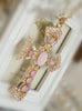 Antique Cross Pink Crystals Necklace