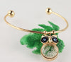 Nature Stone Cute Owl Pendant Cuff Bracelet